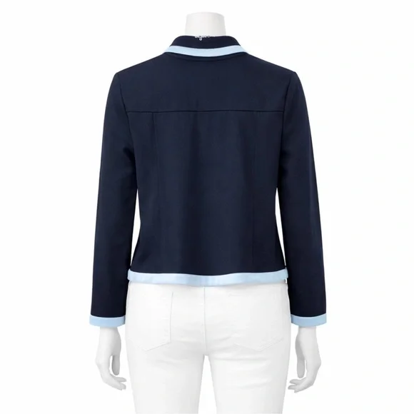 St. John Sport Navy Cotton Jacket & Pants Set Gold Buttons Trim Size M / 10 USA - Picture 3 of 12